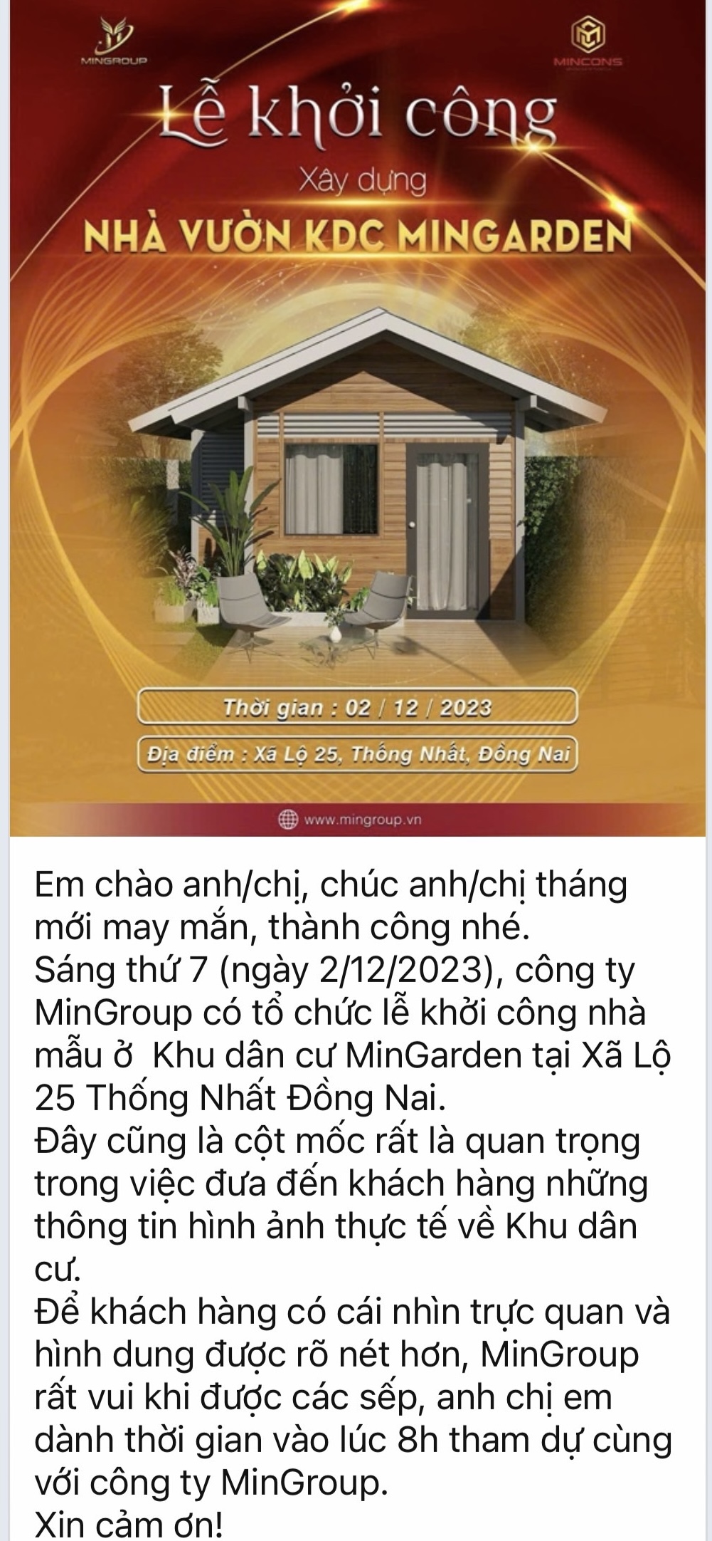 Hình ảnh Công ty MinGruop đăng tải trên mạng được người dân chụp lại